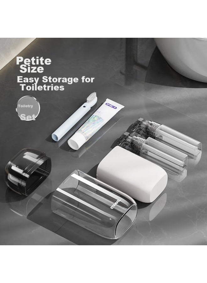 ETRAVEL Etravel Travel Mini Toiletry Cup, Single-person Toothbrush Holder Set, Mouthwash Cup, Toothbrush Cup, Storage Box, Gentleman Gray - Image 4