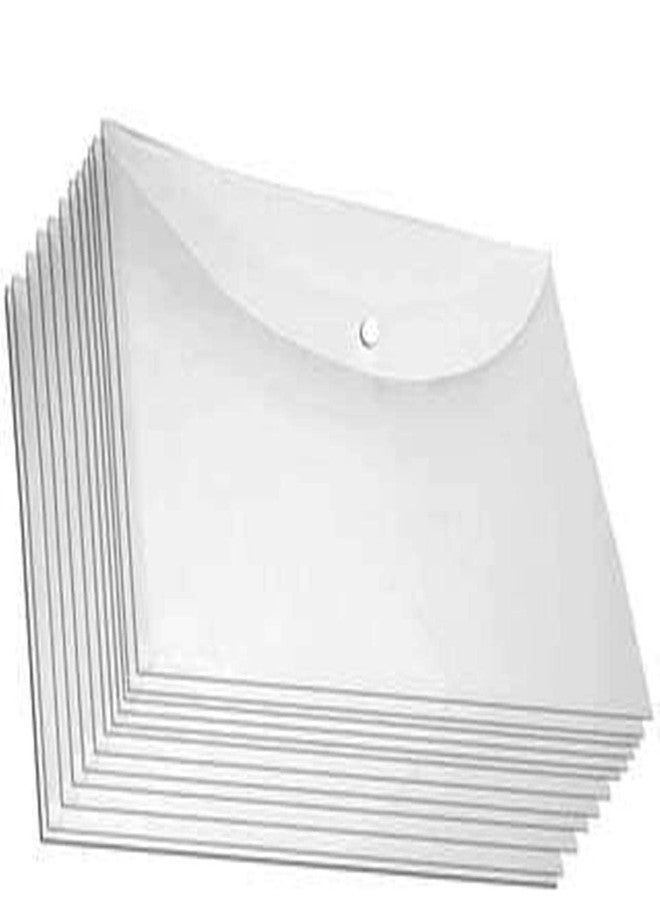 Magpie Polypropylene My Clear Bag Full Size Transparent A4 Paper Size Button Organizer File Folder White (Pack of 10 Pcs) - Image 1