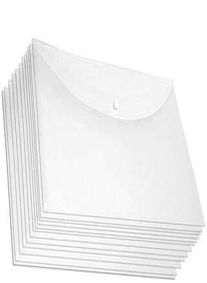 Magpie Polypropylene My Clear Bag Full Size Transparent A4 Paper Size Button Organizer File Folder White (Pack of 10 Pcs) - Image 2
