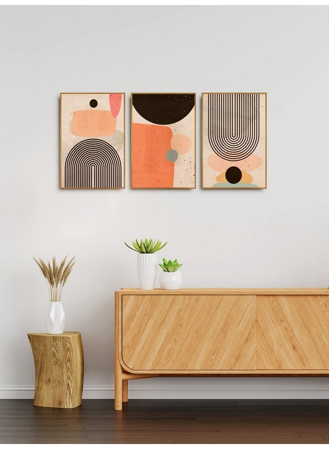 999STORE Abstract Line Art Wall Painting | Wall Living Room Bedroom Decor | Set of 3 with Frame - Image 1