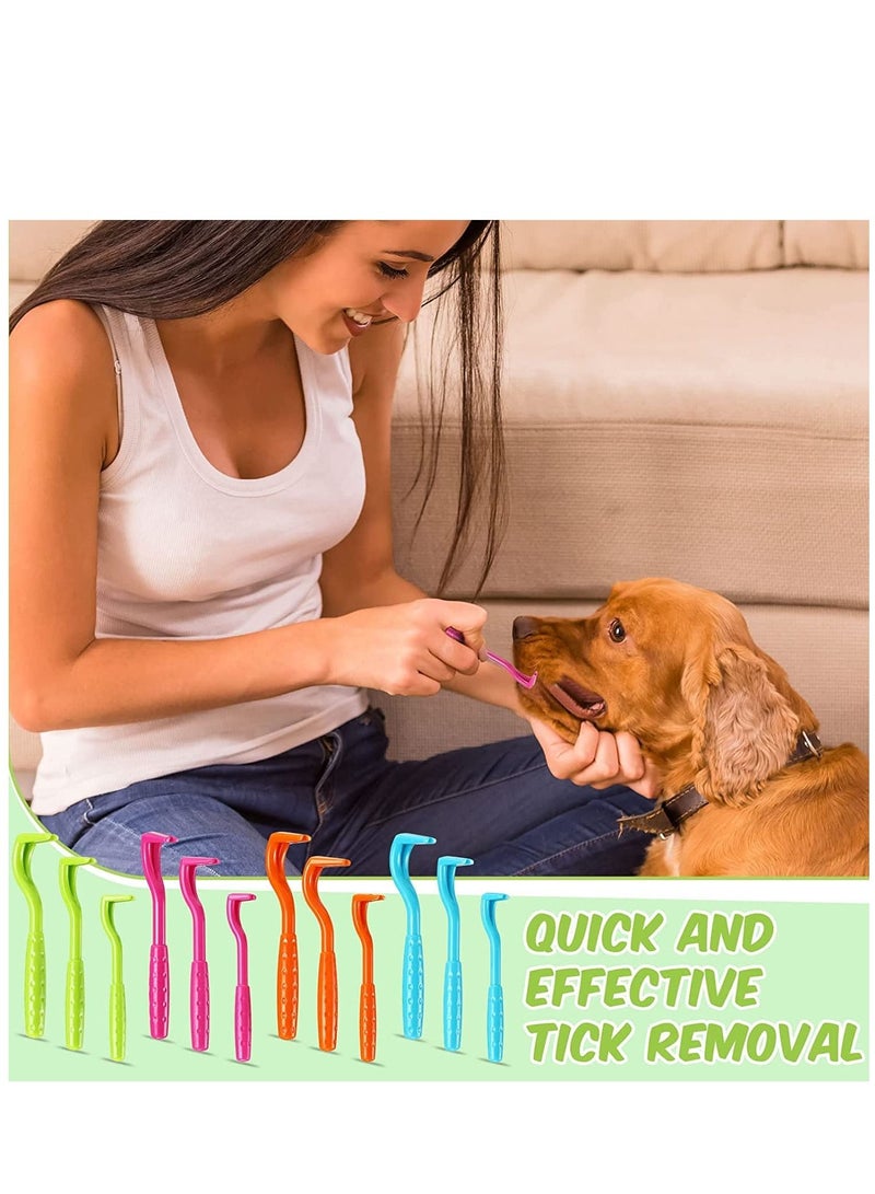 KASTWAVE 24 Pcs Tick Remover Removes Entire Tick Head Body Tick Puller Tick Grabber Plastic Tick Removal Tool with 3 Sizes Green Rose Red Blue Orange color for Dogs Cats and Humans - Image 4