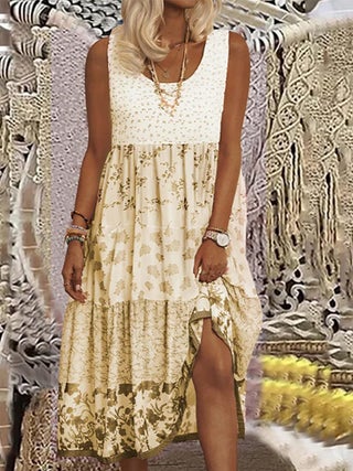 TEMU Independent Station Summer Fashion European and American Explosions Large Size Womens Pullover Flower Sleeveless U-Collar Printed Dress Yellow - pzsku/Z0A05B9C972FC95F5B8F0Z/45/1746223093/1d04206e-503d-470d-874b-08d249eff3bb