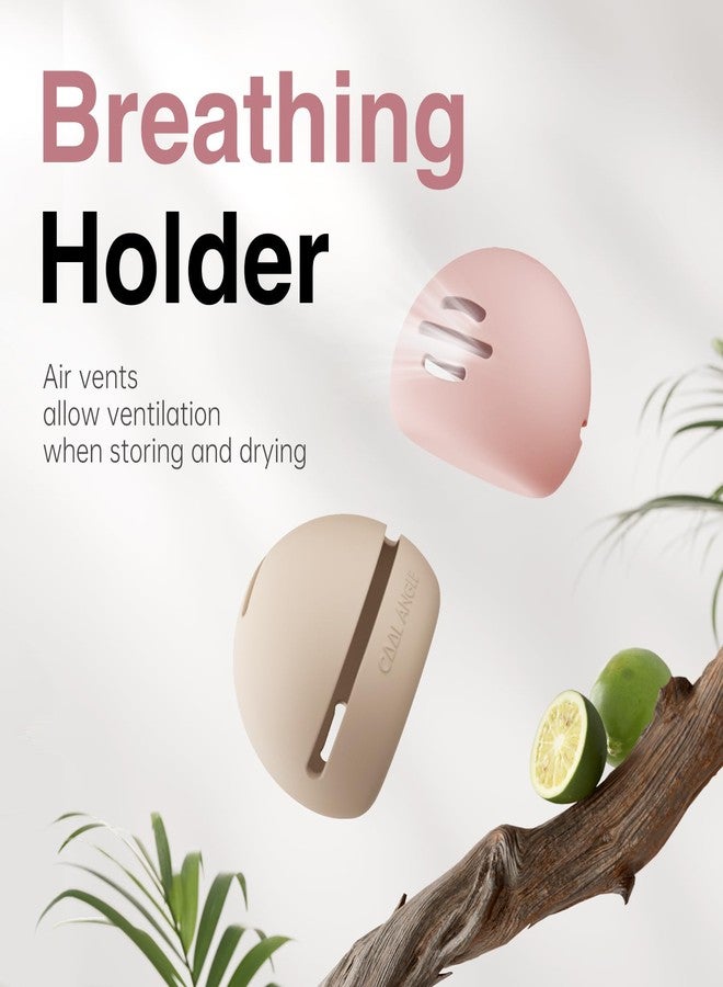 COOL-ANGLE Makeup Sponge Holder Silicone Beauty Sponge Holder Makeup Blender Case for Travel 2 in 1 Stand Storage For Quick Drying Khaki - Image 3