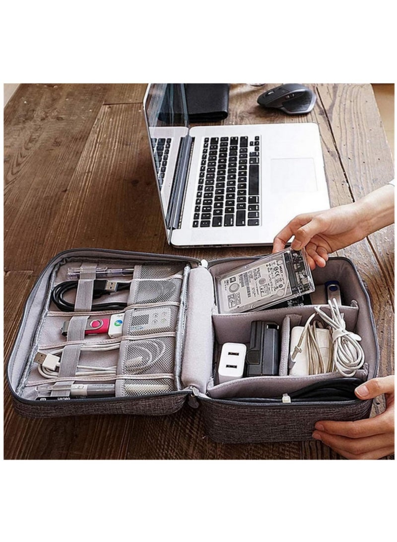 1PCS Cable Storage Bag Waterproof Digital Electronic Organizer Portable USB Data Line Charger Plug Storage Bag Travel Cable Organizer Grey - Image 3