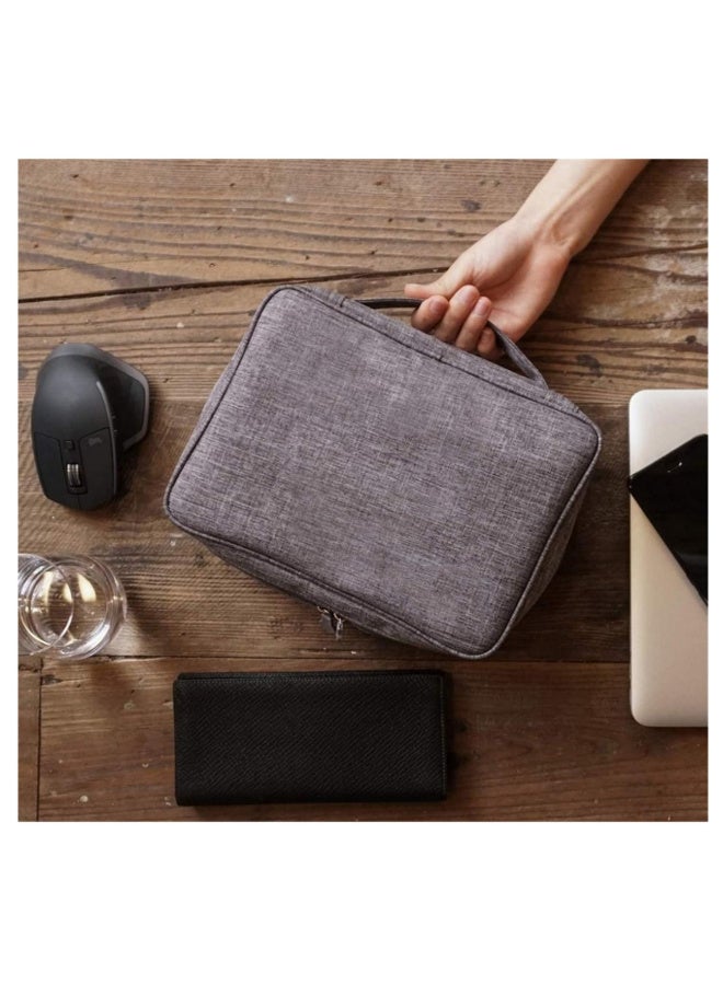 1PCS Cable Storage Bag Waterproof Digital Electronic Organizer Portable USB Data Line Charger Plug Storage Bag Travel Cable Organizer Grey - Image 4