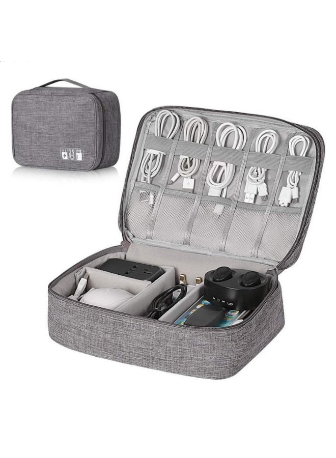 1PCS Cable Storage Bag Waterproof Digital Electronic Organizer Portable USB Data Line Charger Plug Storage Bag Travel Cable Organizer Grey