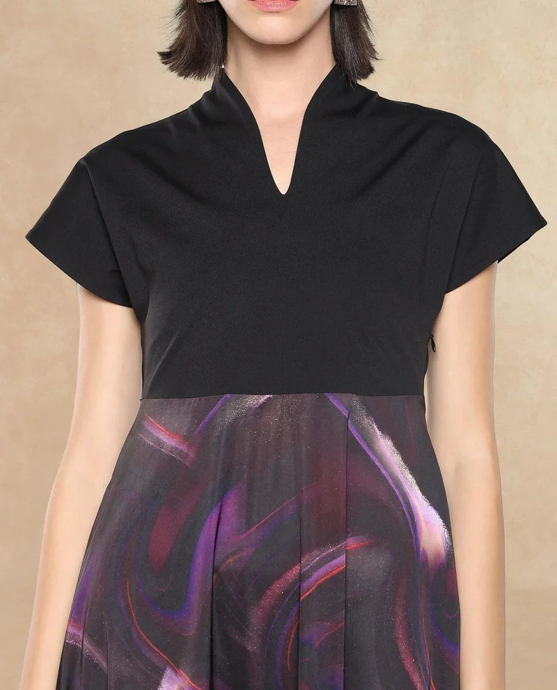 ريريزم Women's Printed Midi Dress With Knit Top