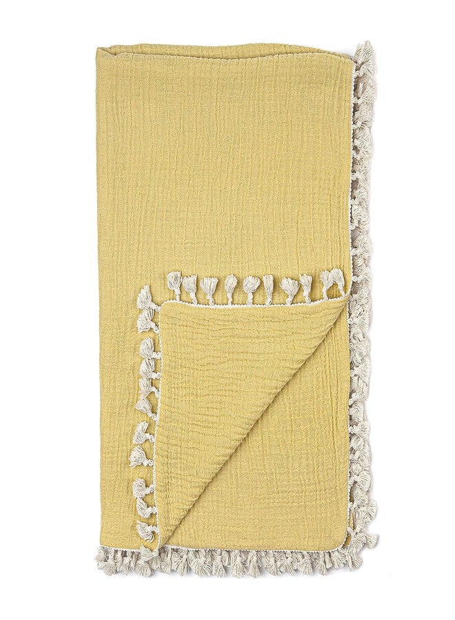 Crane Baby Muslin Swaddle Blanket, Soft Cotton Lightweight Nursery and Stroller Blanket for Baby Boys & Girls, Ochre Yellow, 30" x 40" - Image 1