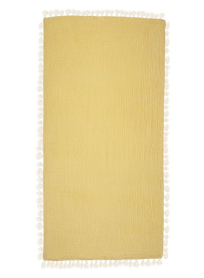 Crane Baby Muslin Swaddle Blanket, Soft Cotton Lightweight Nursery and Stroller Blanket for Baby Boys & Girls, Ochre Yellow, 30" x 40" - Image 2