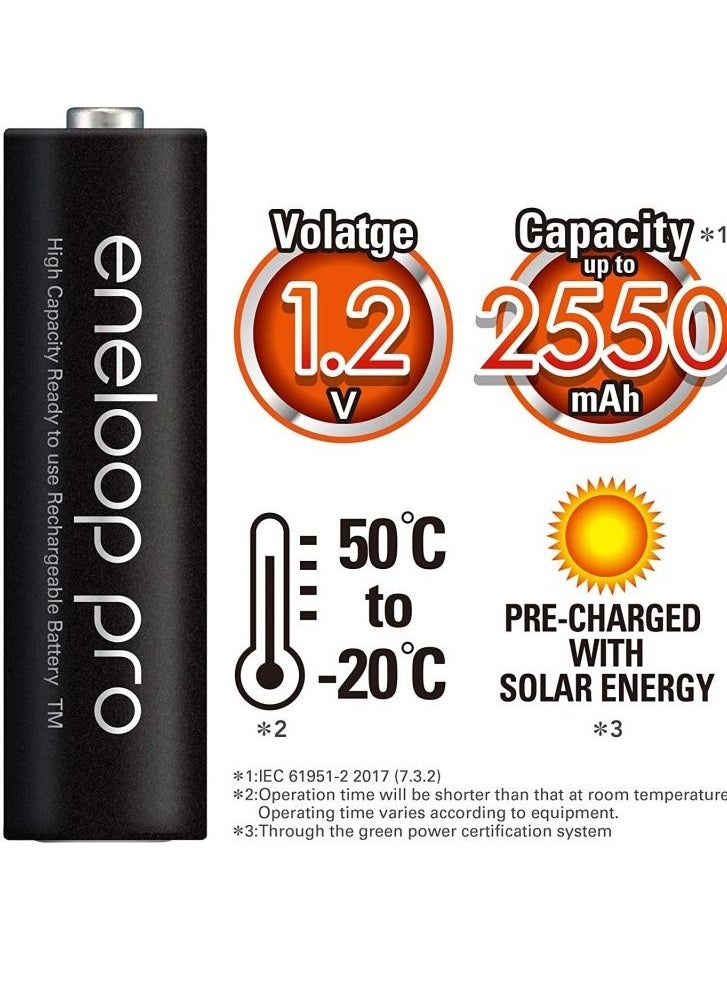 Panasonic Eneloop Pro AA Pre-Charged Rechargeable Batteries, Pack of 8  - Image 3