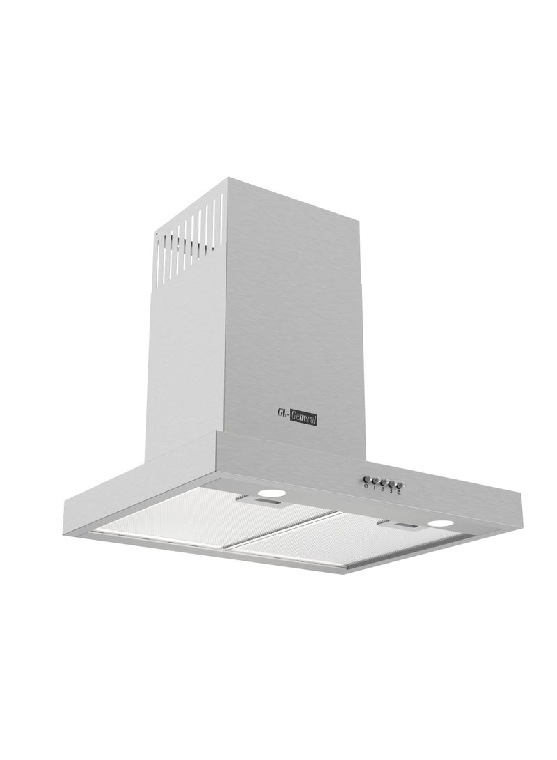 GL General General GL 60x50cm Wall Ranger Hood, Noiseless, T Model, Silver, 5 Filters, 3 Speeds, 2 Lights, High Quality, Easy to Clean  - Image 1