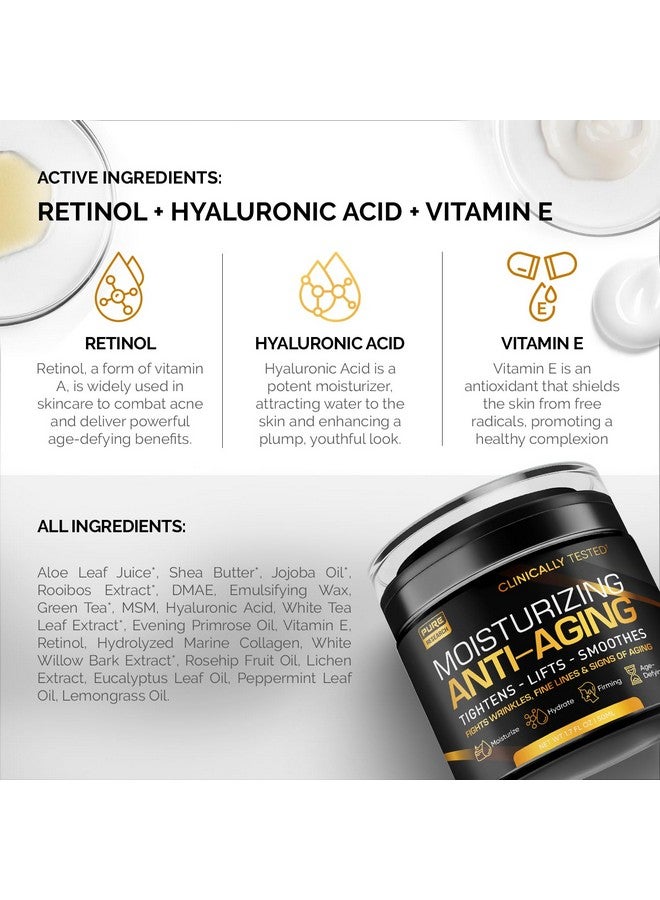 بيور ريسيرش كريم مرطب للوجه للرجال - كريم مضاد للشيخوخة للرجال، يحتوي على الكولاجين والريتينول وحمض الهيالورونيك - نهارًا وليلاً - للعناية ببشرة الوجه - مضاد للتجاعيد، 1.7 أونصة - Image 2