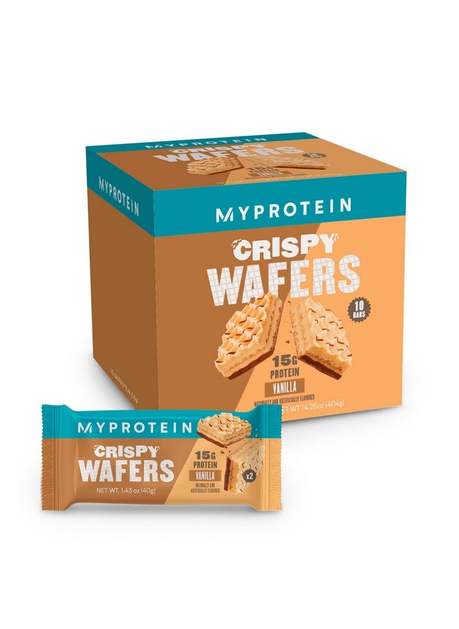 Myprotein Myprotein Protein Bars, Crispy Protein Wafers, 15g High Protein Snacks, Box of 10 Vanilla Wafers Packs, Milk & Whey Protein Isolate, Light & Crunchy Snack Bars, Delicious Protein Bar Squares  - Image 1