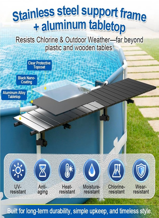 Abimars Poolside Bar Table for Above Ground Pools, Black Swim-Up Bar Holds Up to 150 lbs, Rust & UV-Resistant Stainless Steel Frame with Aluminum Tabletop, Floating Poolside Bar - Image 4