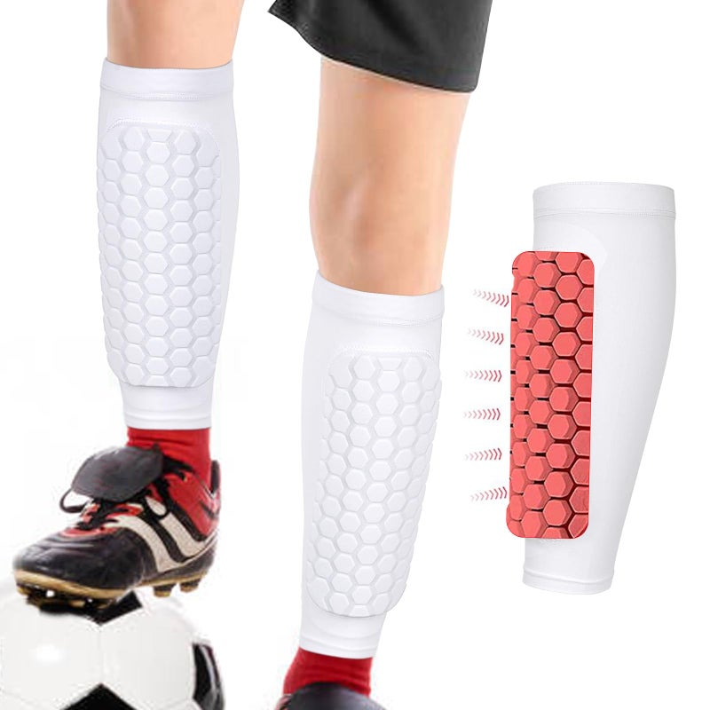 Linkidea Honeycomb Soccer Shin Guard for Adult Lightweight Football Shin Pad Sleeve Breathable and Easy to Put On Soccer Protective Leg Pads 1 PairWhite XXL - Image 2