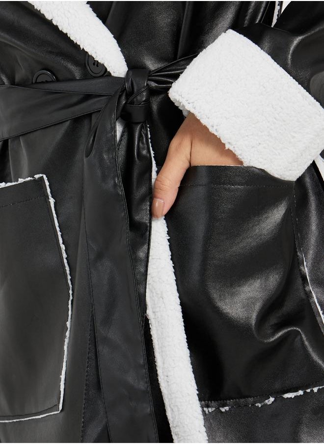 Styli - Regular Fit Leather Look Trench with Faux Fur Lining - Image 1