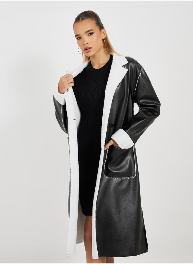 Styli - Regular Fit Leather Look Trench with Faux Fur Lining - Image 1