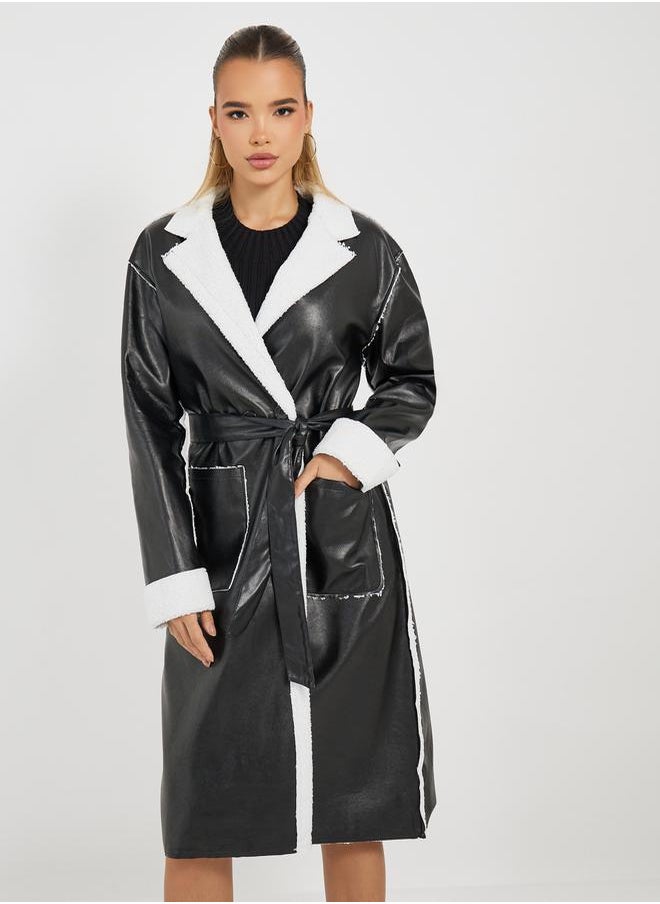 Styli - Regular Fit Leather Look Trench with Faux Fur Lining - Image 1