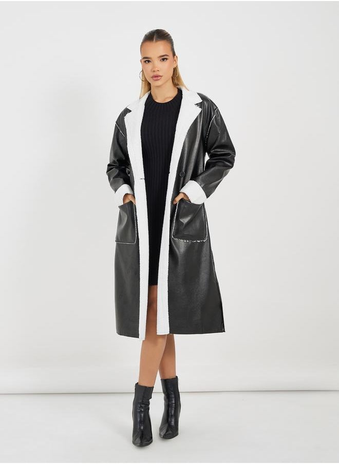 Styli - Regular Fit Leather Look Trench with Faux Fur Lining - Image 1