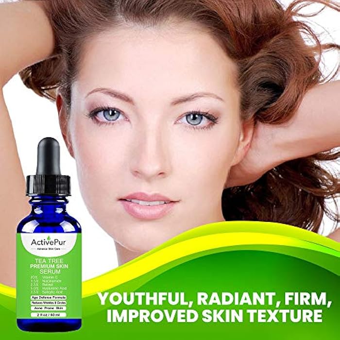 ActivePur Premium TEA TREE SERUM (Big Size 2 Oz/60 ml) Oil for Acne, 20% Vitamin C & B3 MSM Hyaluronic Acid Retinol Salicylic Acid Niacinamide Acne Scar Treatment Anti Aging Wrinkle Dark Spots Blemishes Pimple - Image 5