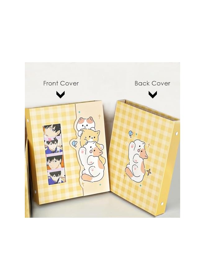 The Bros A5 Kpop Photocard Binder with 30 4-Pocket Pages and One Divider, Cute 120 Pockets 6 Ring Card Holder, Album Snug Fit for Standard Idol Photocards, Polaroids, Photos (Yellow Kitten)  - Image 2