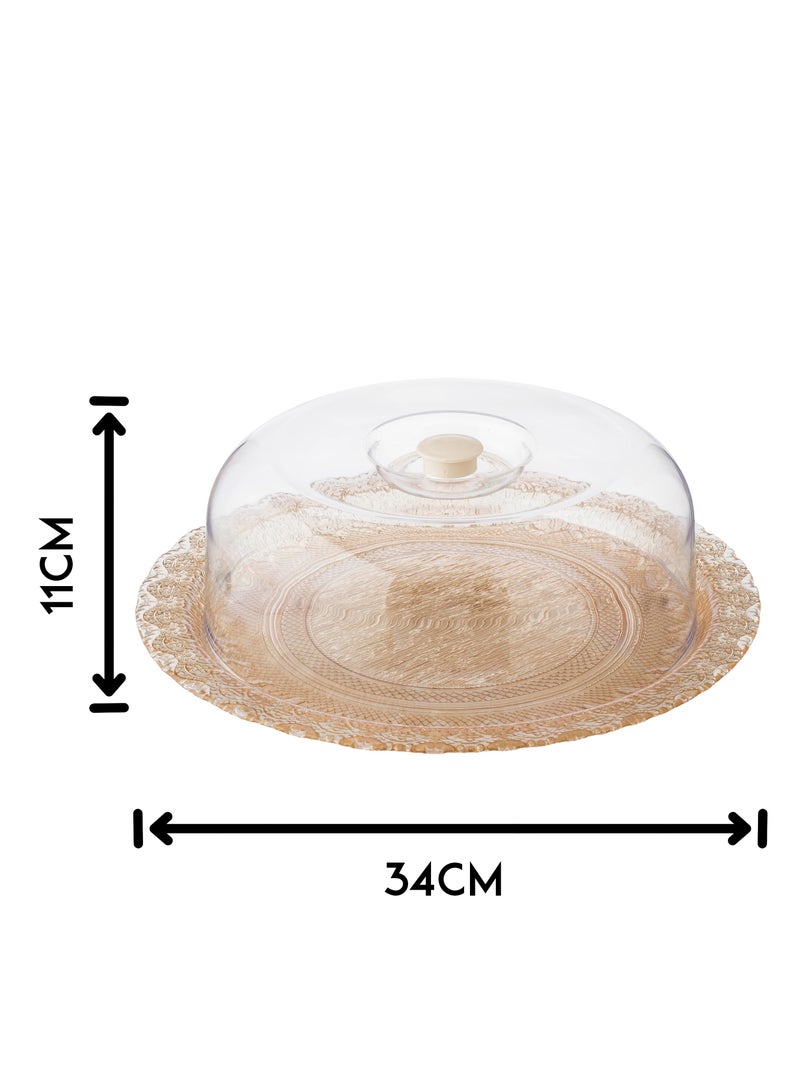 دانيا صحن كيك زجاج مع غطاء بلاستيك 30 سم - Image 5