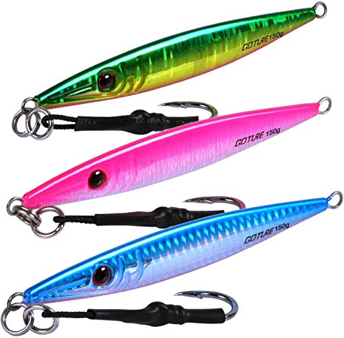 Goture Fishing Jig 80-200g with Assist Hook, Vetical Jig Saltwater, Speed Fast Jigging Spoon Lure, Deep Sea Fishing Lures for Tuna, Kingfish, Bluefin, Yellowfin, Snappers, Groupers, Striper, Salmon - Image 1