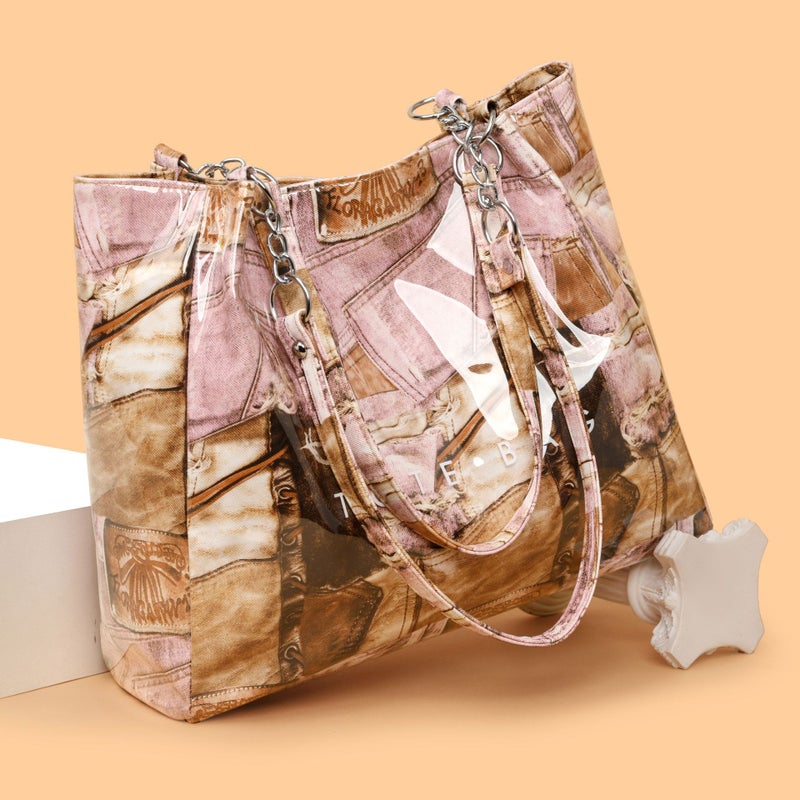 Abstract Aesthetic Printed Texture Large-Capacity Tote Bag Personalized Simple Commuting Armpit Shoulder Handbag Trendy - Image 5
