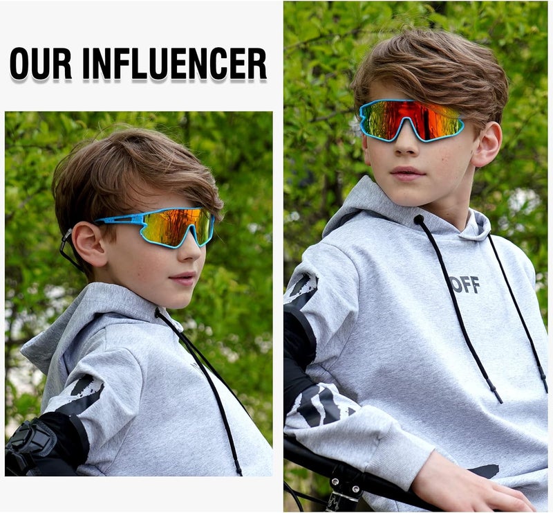 DUCO Kids Sunglasses Polarized UV Protection 400 - Kids Sports Sunglasses Boys with Lightweight TR90 Frame - Youth Baseball and Cycling Sun Glasses for Boys & Girls - DK268 - Image 3
