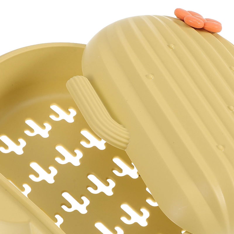 Plastic Soap Dish with Lid for Bathroom Kitchen Shower Sink Storage in Lemon Yellow - Image 4