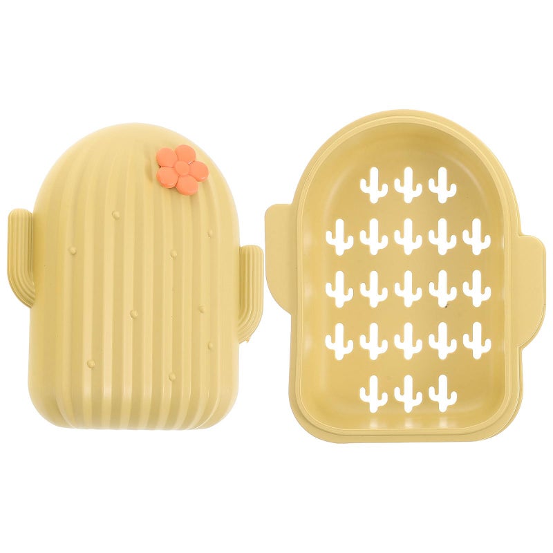 Plastic Soap Dish with Lid for Bathroom Kitchen Shower Sink Storage in Lemon Yellow - Image 2