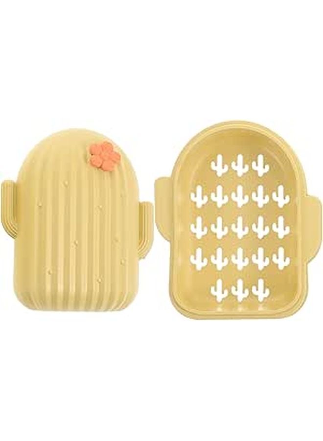 Plastic Soap Dish with Lid for Bathroom Kitchen Shower Sink Storage in Lemon Yellow - Image 1