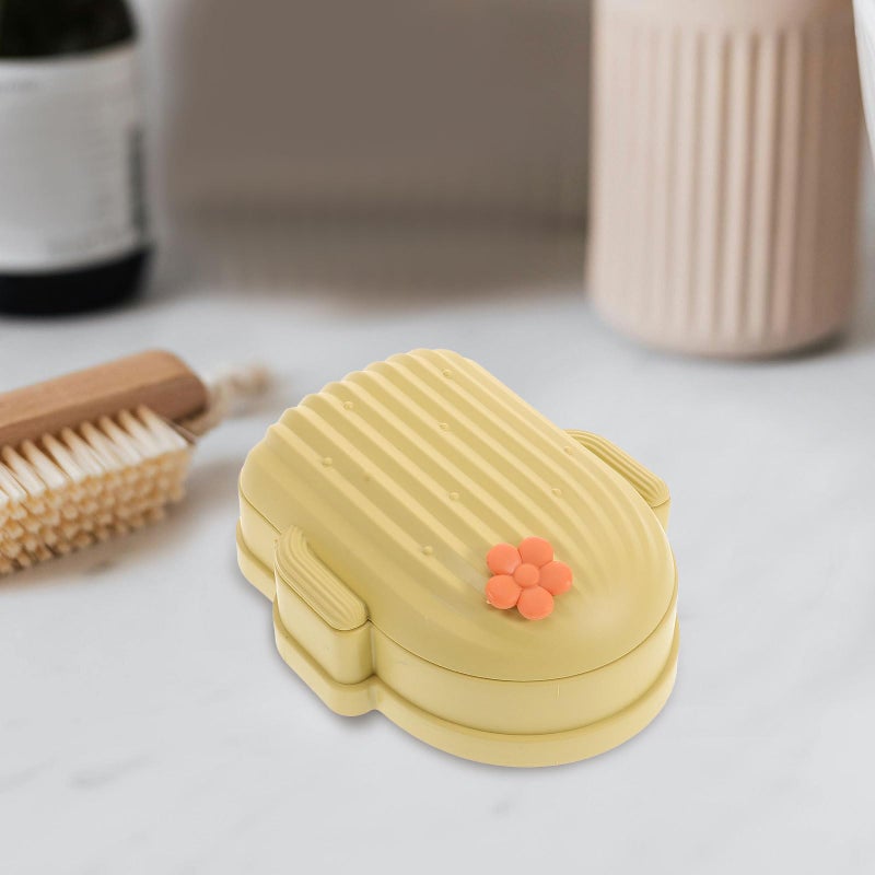 Plastic Soap Dish with Lid for Bathroom Kitchen Shower Sink Storage in Lemon Yellow - Image 5