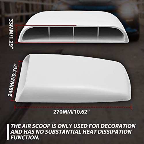 KATUR Universal Car Decorative Air Flow Intake Hood Scoop Vent Turbo Bonnet Cover White - Image 5