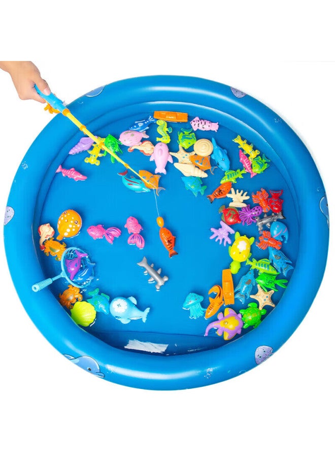 Babamama Dad Mom Fishing Toy, Fishing Pond With Magnetic, Can Be Filled With Water, Fishing Platform, Inflatable Bed, Storage Basket, Children's Toy, Fish Scooping Toy - Image 2