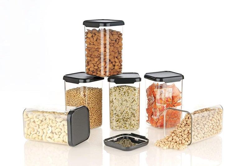 Xiran polyethylene 12 Pcs Unbreakable Containers For Kitchen Storage Set, Kitchen Containers Set, Kitchen Organizer Storage Set, Kitchen Accessories Items (Black, 1100Ml) - Image 5