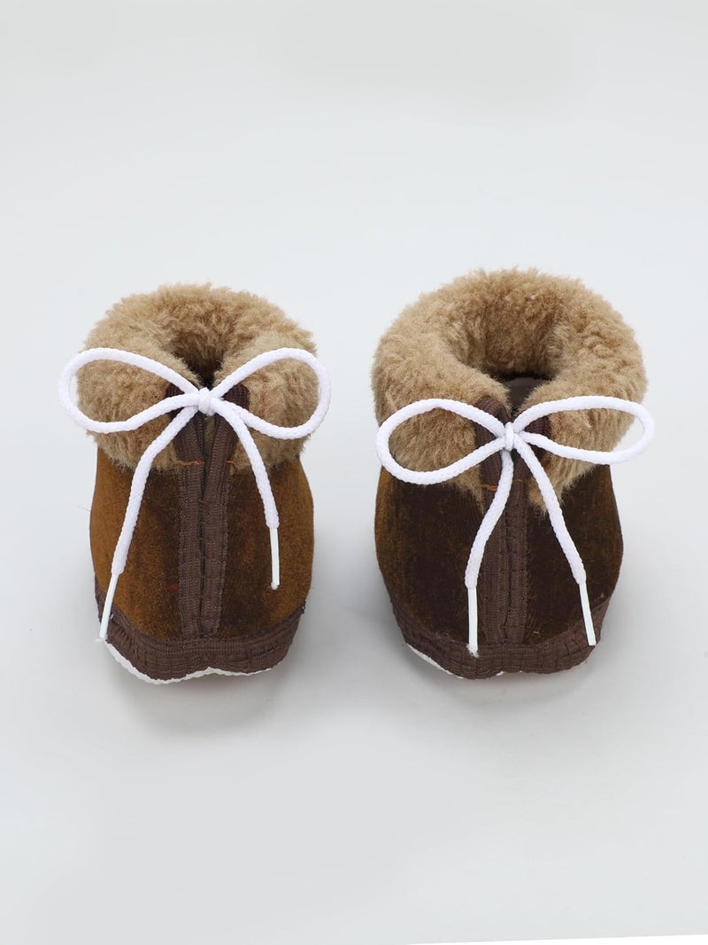 PureSole Baby Booties for Boys & Girls – Soft Plush Warm Indoor Crib Shoes with 'I Love Mom & Dad' Print – Non-Slip Sole – Infant First Walkers (6–12 Months) - Image 4