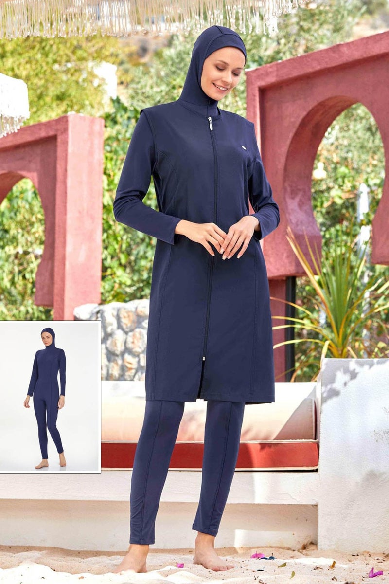 REMSA Jumpsuit Vest Fully Covered Hijab Swimsuit Mayte 2185 Dark Navy Blue - Image 1