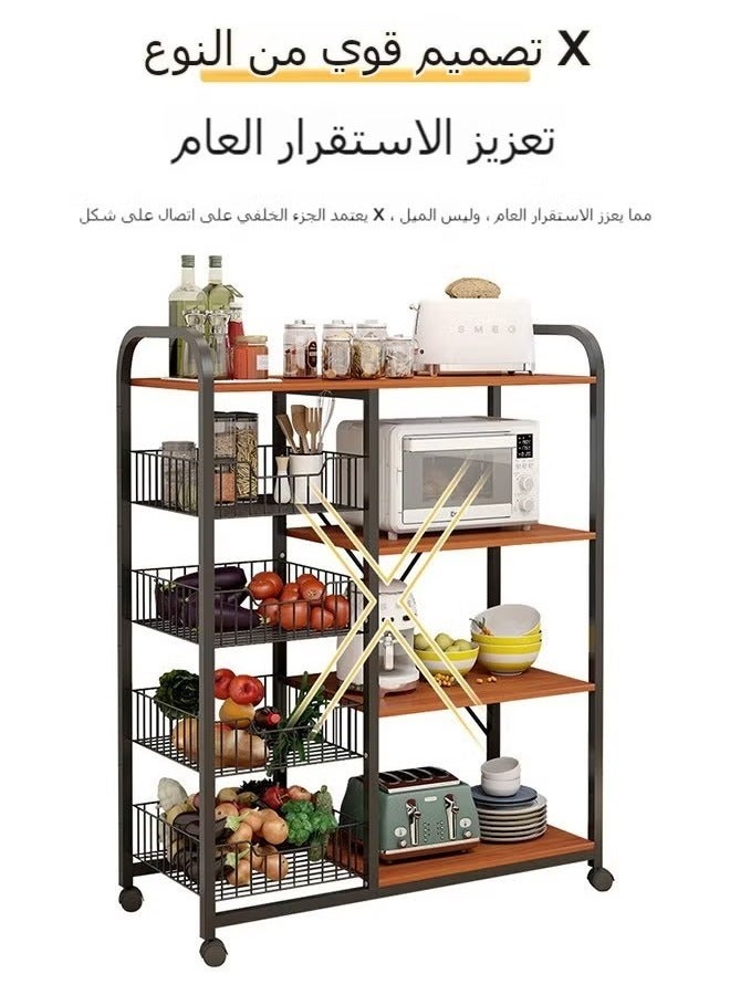 Beauenty Kitchen Shelving Unit Mobile Kitchen Storage Rack, Multifunctional Floor to Floor Microwave Oven Supplies Storage Rack, Multi-Layer Household Storage Rack Kitchen Shelving (Color : Black) - Image 5