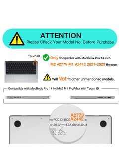 Generic Hard Shell Case Protective Snap On CoverCompatible with MacBook Pro 14 inch Case 2021-2023 Release M2 A2779 A2442 M1 Pro/Max Chip w/Touch ID/Protective Plastic Hard Shell Case (Crystal Black)  - Image 2