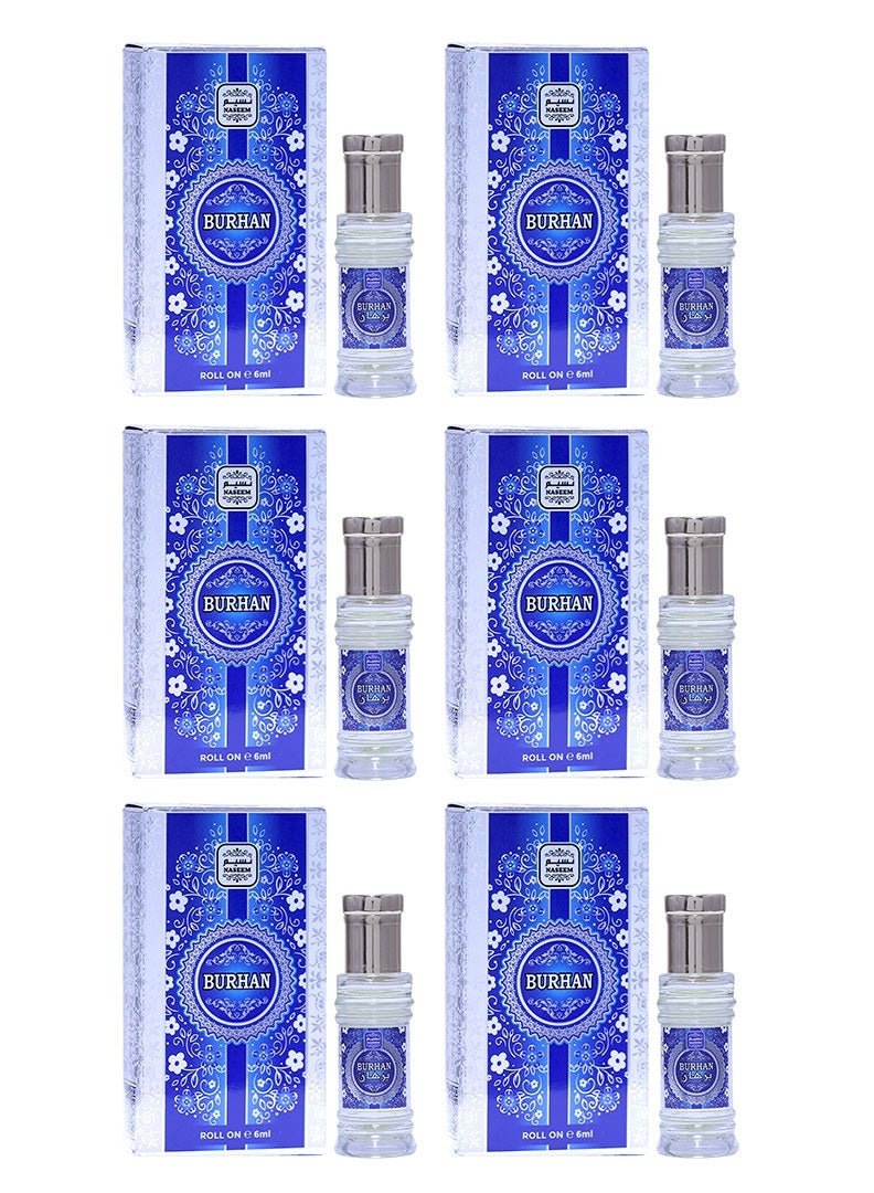 Burhan Perfume Oil Roll-On for Men & Women - 6ml (Pack of 6)