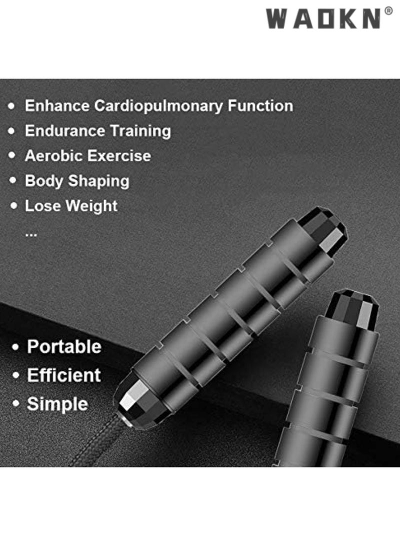 WAOKN Heavy Duty Jump Rope Workout Rope - Skipping Rope with Cotton Covered Wire for Men and Women, Ideal for Fitness, Exercise, Cardio, and Endurance Training, Adjustable Length,6 mm,Black,350 g - Image 4