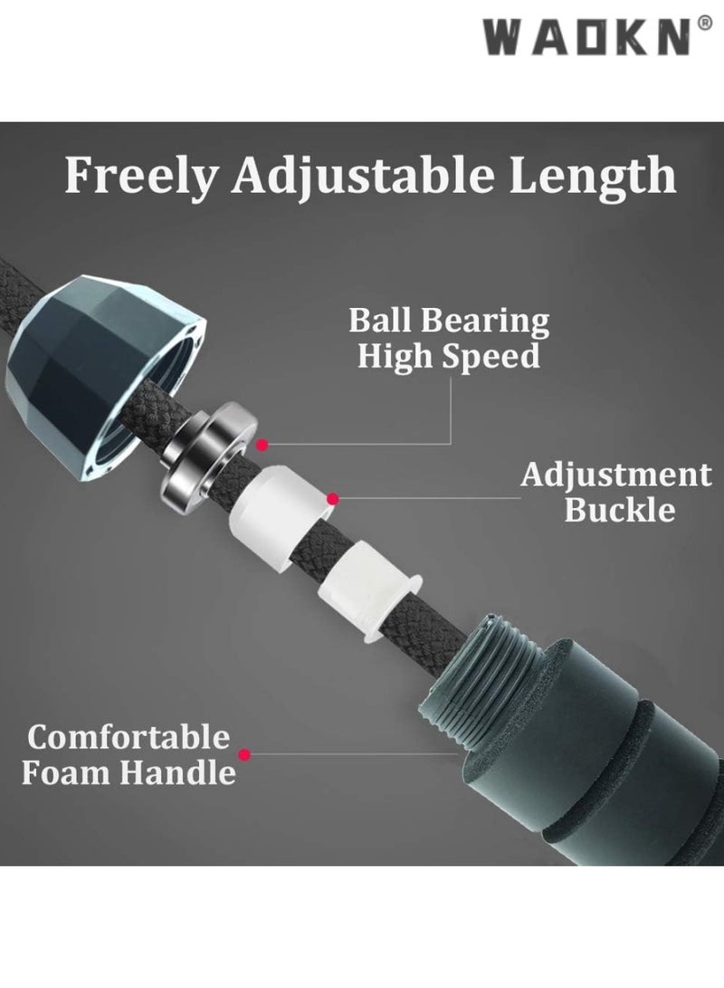 WAOKN Heavy Duty Jump Rope Workout Rope - Skipping Rope with Cotton Covered Wire for Men and Women, Ideal for Fitness, Exercise, Cardio, and Endurance Training, Adjustable Length,6 mm,Black,350 g - Image 5