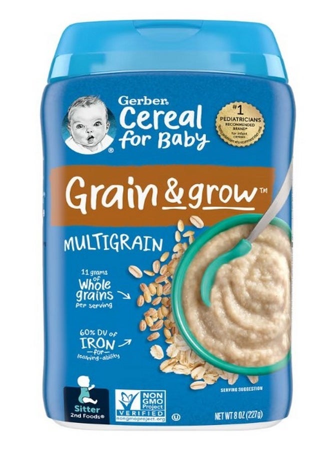 Gerber - Cereal for Baby Grain and Grow 2nd Foods MultiGrain 8 oz 227 g - Image 1