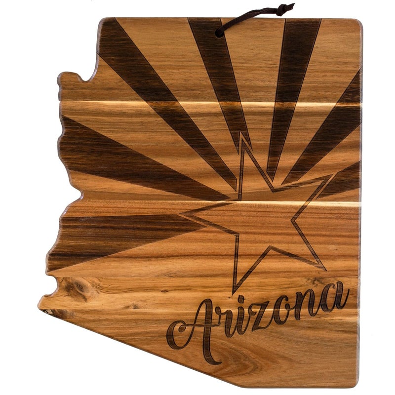 Totally Bamboo Rock  Branch Origins Series Arizona State Shaped Cutting Board and Charcuterie Serving Tray Includes Hang Tie for Wall Display 1134 x 1312 x 58