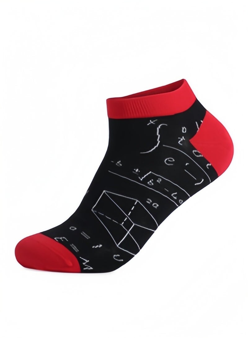 5-Pack Fun Math Socks Men's Large Size Ankle Socks Fit EU 44-49/US 9-12 - Image 3