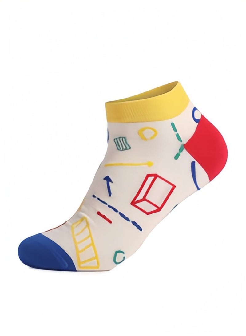 5-Pack Fun Math Socks Men's Large Size Ankle Socks Fit EU 44-49/US 9-12 - Image 4