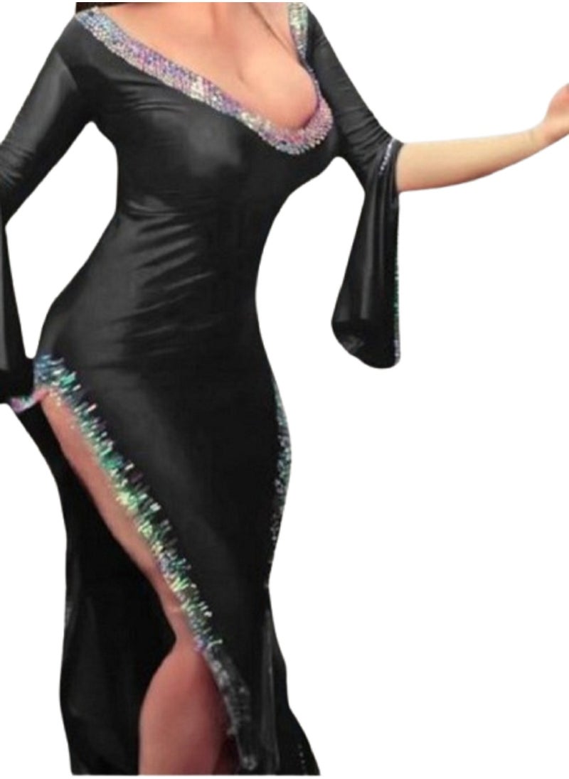 MANIKAN MANIKAN Oriental Dance Kaftan With Side Slit and Embellished Edgas 