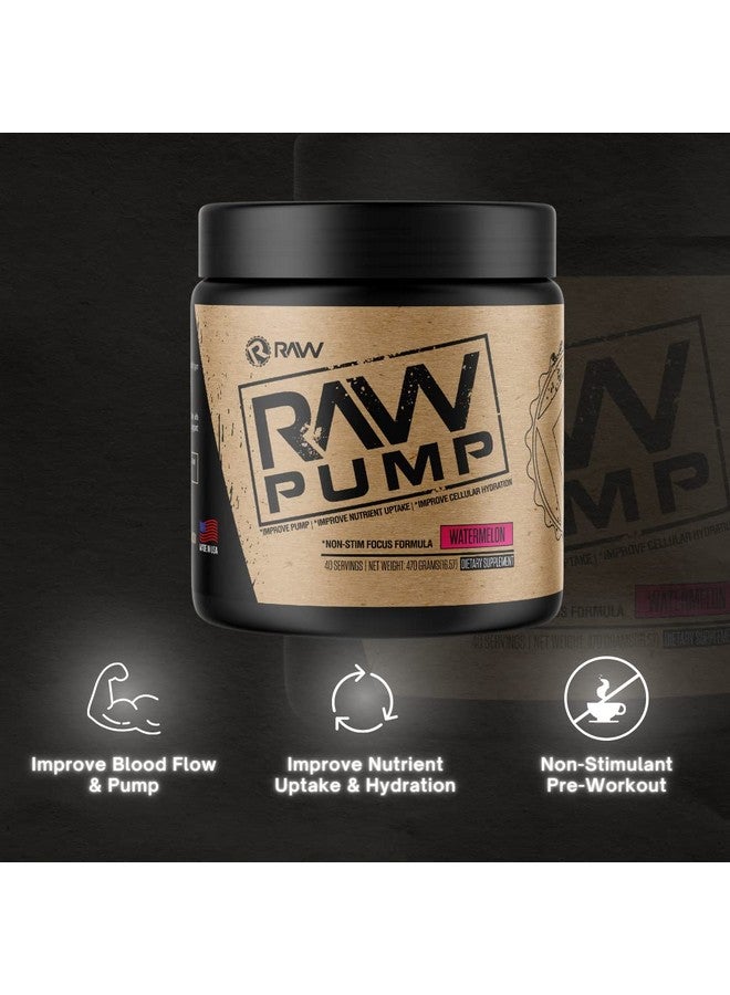 رو RAW Pump Stim Free Pre Workout | مسحوق مكمل غذائي غير منشط قبل التمرين، معزز بأكسيد النيتريك | مشروب مكملات قبل التمرين أثناء التمرين | (40 حصة) (بطيخ) - Image 3