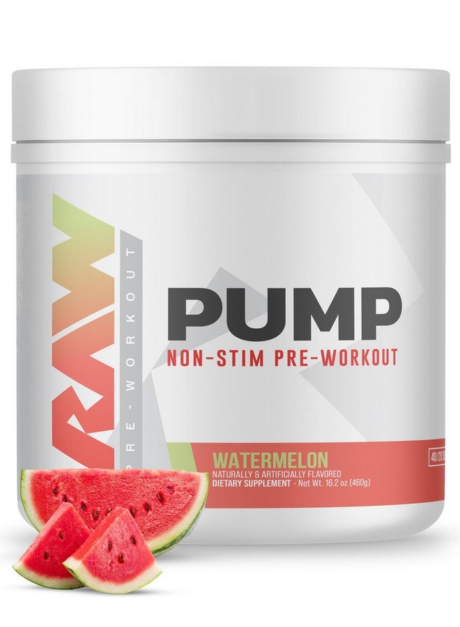 رو RAW Pump Stim Free Pre Workout | مسحوق مكمل غذائي غير منشط قبل التمرين، معزز بأكسيد النيتريك | مشروب مكملات قبل التمرين أثناء التمرين | (40 حصة) (بطيخ) - Image 1